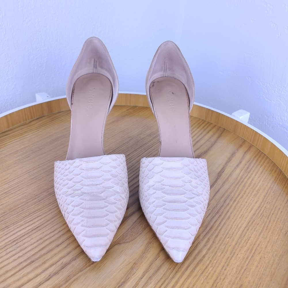Vince Snake Embossed Leather D'orsay Heels - Picture 2 of 15